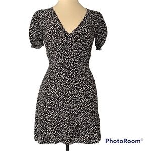 Divided H&M Black calico floral mini dress size small